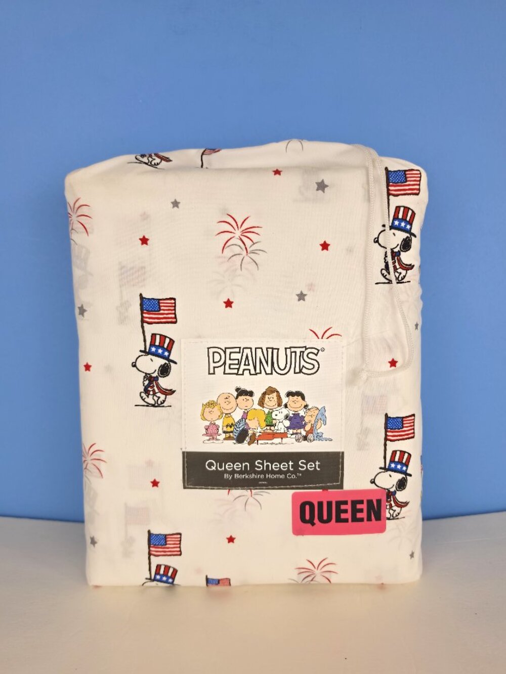 Peanuts Snoopy QUEEN Sheet Set Patriotic 4th Of July Woodstock Berkshire NEW
